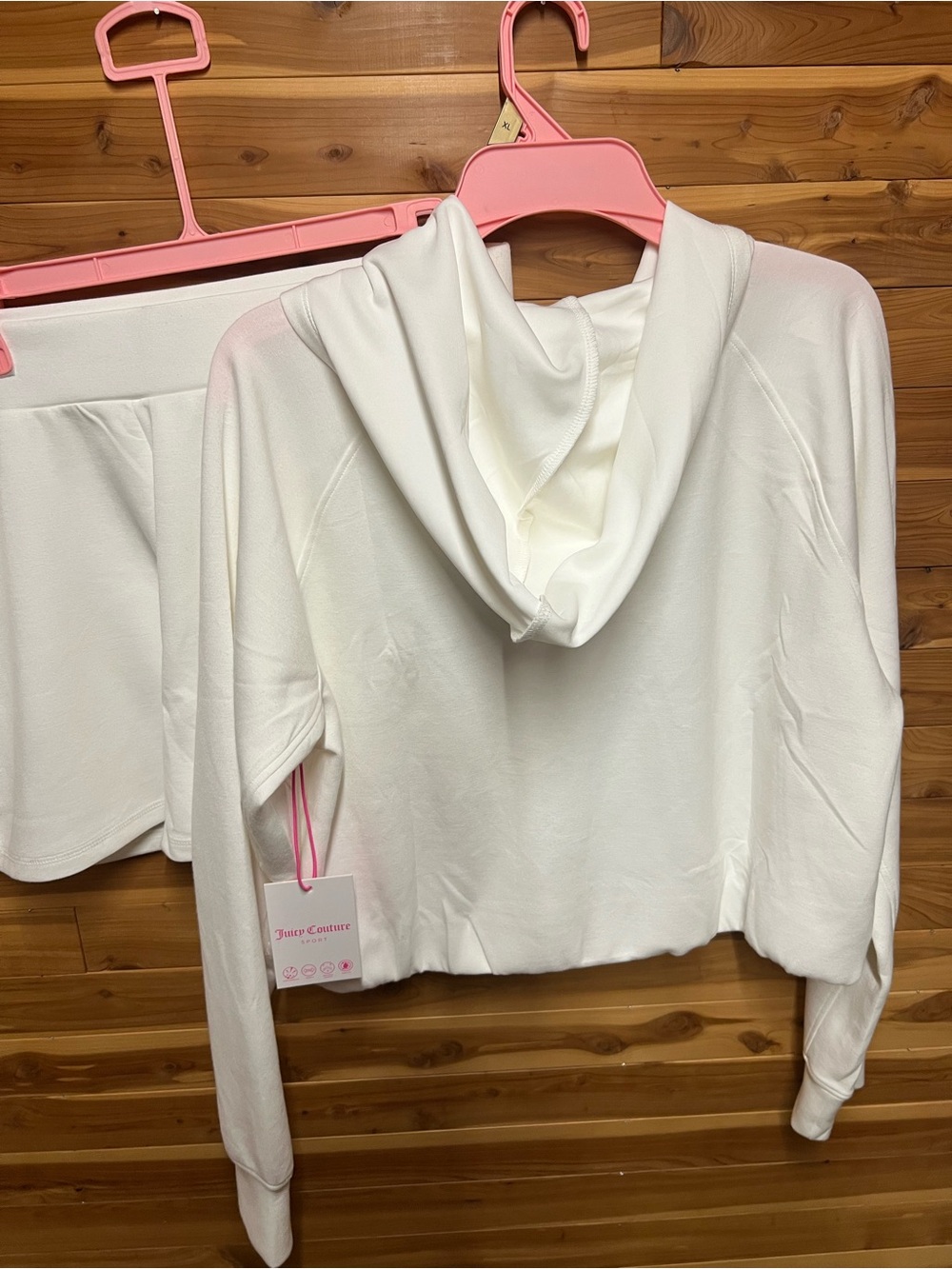 Juicy Couture White Rhinestone Logo Cropped Hoodie - Picture 3 of 4